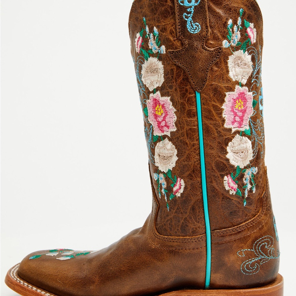 Macie Bean Brown Kids Boots with Floral Embroidery
